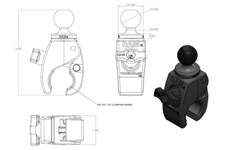 Ram Mount 1" Tough Claw Bağlantı Aparatı resmi
