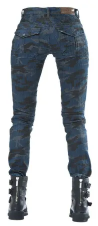 The Biker Jeans Dark Blue Camo Flexi Kadın Motosiklet Pantolonu resmi