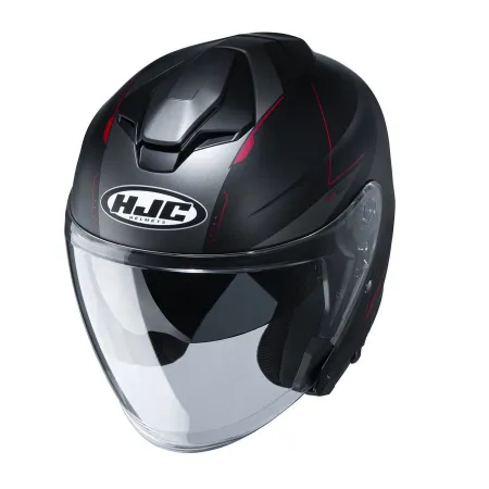 HJC İ30 Slight Yarım Motosiklet Kaskı Siyah Kırmızı resmi