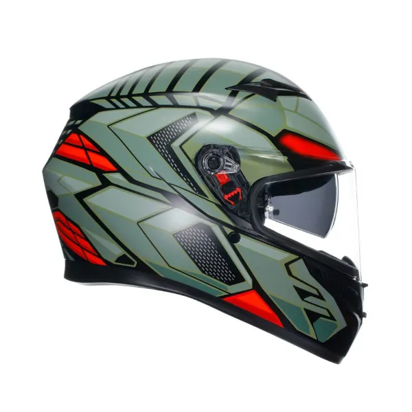 AGV K3 Decept Kapalı Motosiklet Kaskı Yeşil Kırmızı resmi