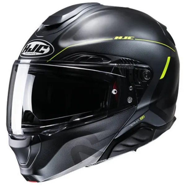 HJC RPHA91 Combust MC3HSF Çene Açılır Motosiklet Kaskı Neon Sarı Siyah resmi