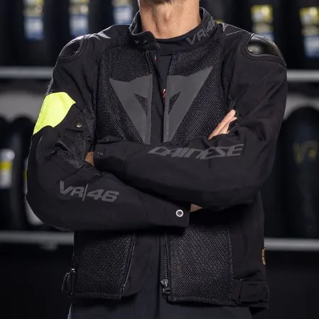 Dainese VR46 Wetlap Air D-Dry Yazlık Motosiklet Ceketi Siyah Neon Sarı resmi