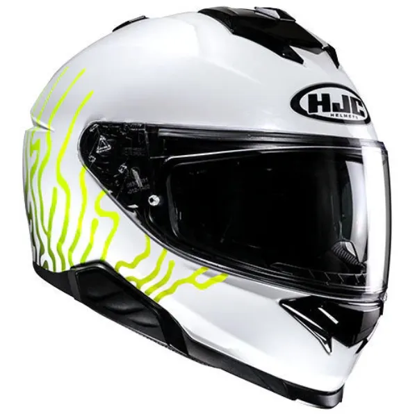 HJC İ71 Celos MC3H Kapalı Motosiklet Kaskı Beyaz Siyah Neon resmi