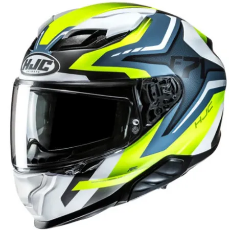 HJC F71 FES MC3HSF Kapalı Motosiklet Kaskı Beyaz Mavi Neon resmi