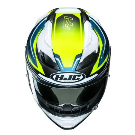 HJC F71 FES MC3HSF Kapalı Motosiklet Kaskı Beyaz Mavi Neon resmi