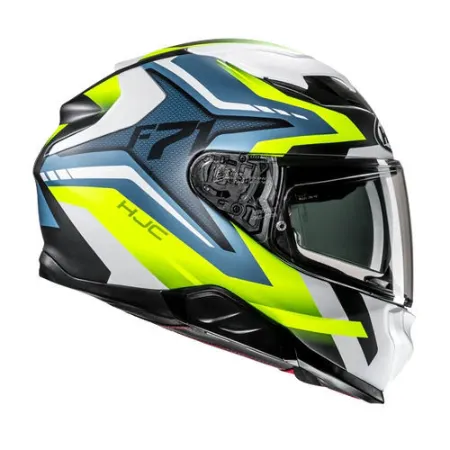 HJC F71 FES MC3HSF Kapalı Motosiklet Kaskı Beyaz Mavi Neon resmi