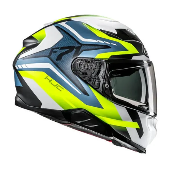 HJC F71 FES MC3HSF Kapalı Motosiklet Kaskı Beyaz Mavi Neon resmi