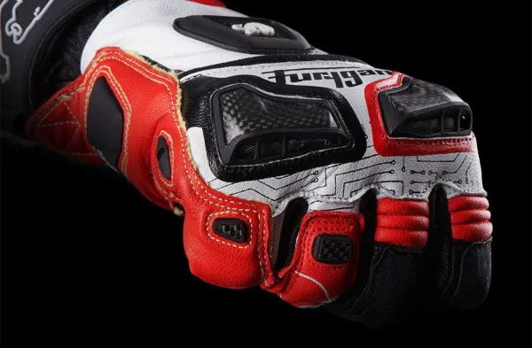 Furygan STYG15 X Kevlar Deri Motosiklet Yarış Eldiveni Beyaz Kırmızı resmi