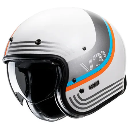 HJC V31 Byron MC27SF Yarım Motosiklet Kaskı Mat Beyaz Mavi resmi