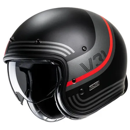 HJC V31 Byron MC1SF Yarım Motosiklet Kaskı Mat Siyah Kırmızı resmi