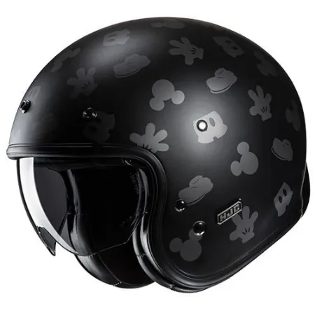 HJC V31 Disney Mickey MC5SF Yarım Motosiklet Kaskı Mat Siyah resmi