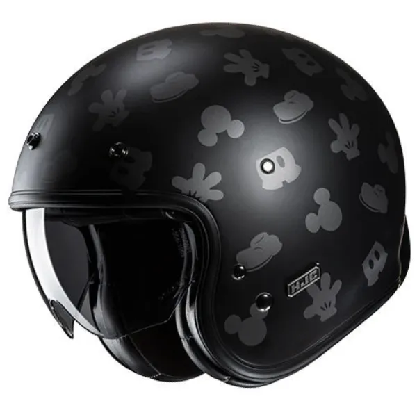 HJC V31 Disney Mickey MC5SF Yarım Motosiklet Kaskı Mat Siyah resmi