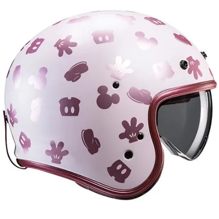 HJC V31 Disney Mickey MC8SF Yarım Motosiklet Kaskı Pembe Beyaz resmi