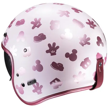 HJC V31 Disney Mickey MC8SF Yarım Motosiklet Kaskı Pembe Beyaz resmi