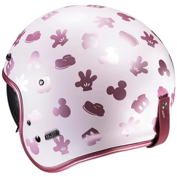 HJC V31 Disney Mickey MC8SF Yarım Motosiklet Kaskı Pembe Beyaz resmi