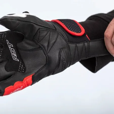 RST Freestyle 2 CE Deri Motosiklet Eldiveni Siyah Beyaz Kırmızı resmi