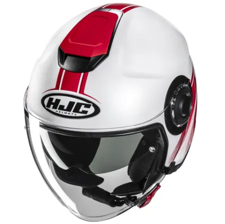 HJC İ40N Vision MC1 Yarım Motosiklet Kaskı Beyaz Kırmızı resmi