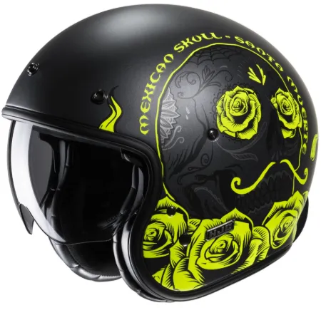 HJC V31 Desto MC3HSF Yarım Motosiklet Kaskı Mat Siyah Neon resmi