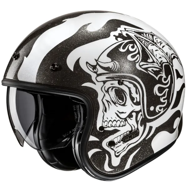 HJC V31 Flame MC5 Yarım Motosiklet Kaskı Siyah Beyaz resmi