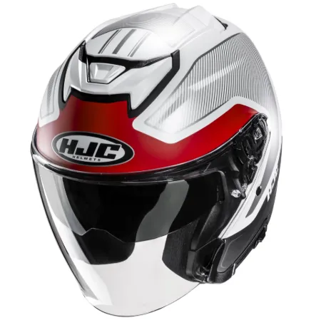 HJC İ31 Tevis MC1SF Yarım Motosiklet Kaskı Beyaz Kırmızı resmi