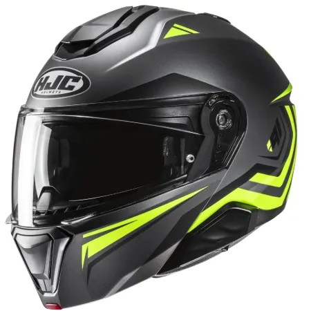 HJC İ91 Tricus MC3HSF Çene Açılır Motosiklet Kaskı Gri Neon Sarı resmi