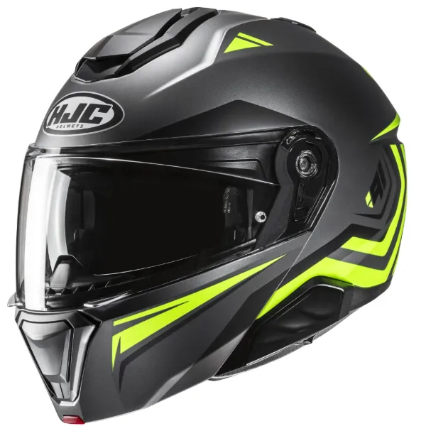 HJC İ91 Tricus MC3HSF Çene Açılır Motosiklet Kaskı Gri Neon Sarı resmi