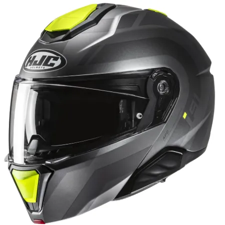 HJC İ91 Arven MC3HSF Çene Açılır Motosiklet Kaskı Gri Neon Sarı resmi