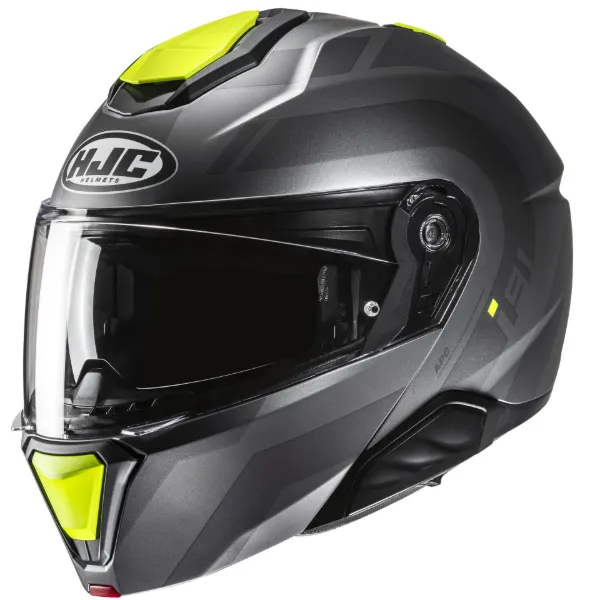 HJC İ91 Arven MC3HSF Çene Açılır Motosiklet Kaskı Gri Neon Sarı resmi